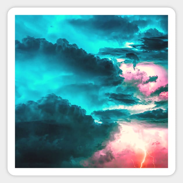 Turquoise Sky And Pink Clouds Storm - Sky - Magnet | TeePublic